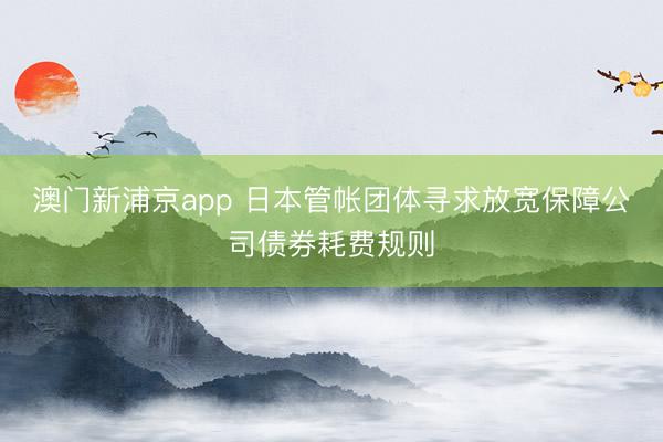 澳门新浦京app 日本管帐团体寻求放宽保障公司债券耗费规则