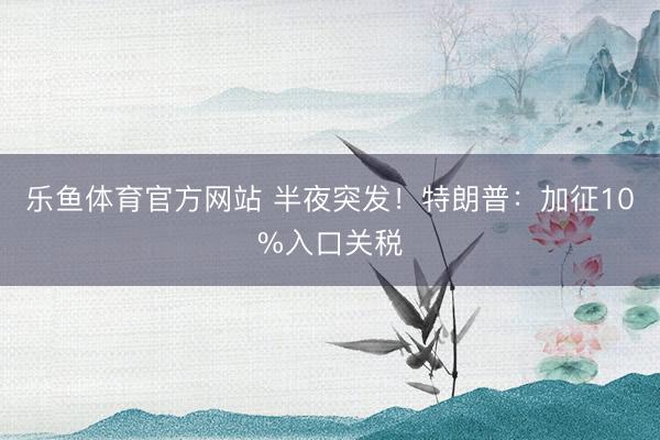 乐鱼体育官方网站 半夜突发！特朗普：加征10%入口关税