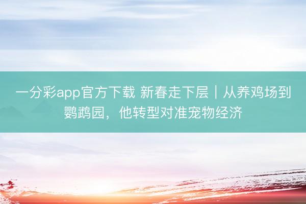 一分彩app官方下载 新春走下层｜从养鸡场到鹦鹉园，他转型对准宠物经济